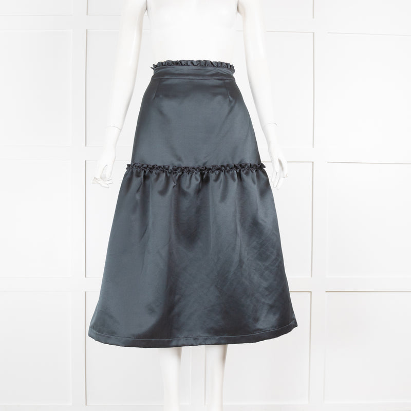 Wyse Emerald Frilled Edge Midi Skirt