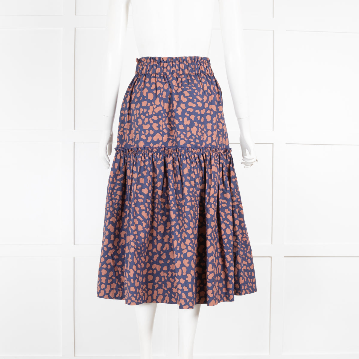 Wyse Animal Print Frilled Midi Skirt