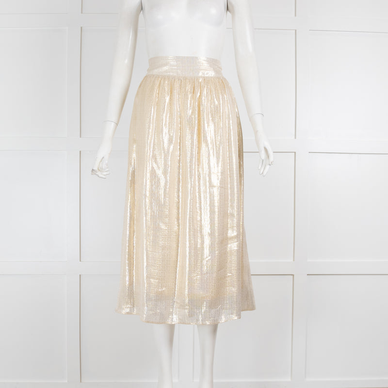 Wyse Gold Shimmer Midi Skirt