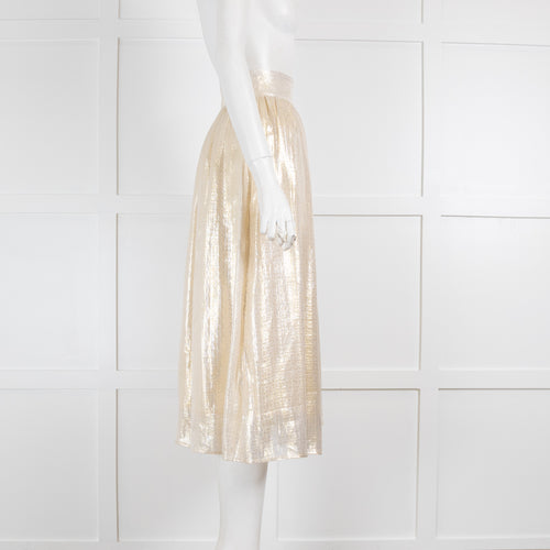 Wyse Gold Shimmer Midi Skirt