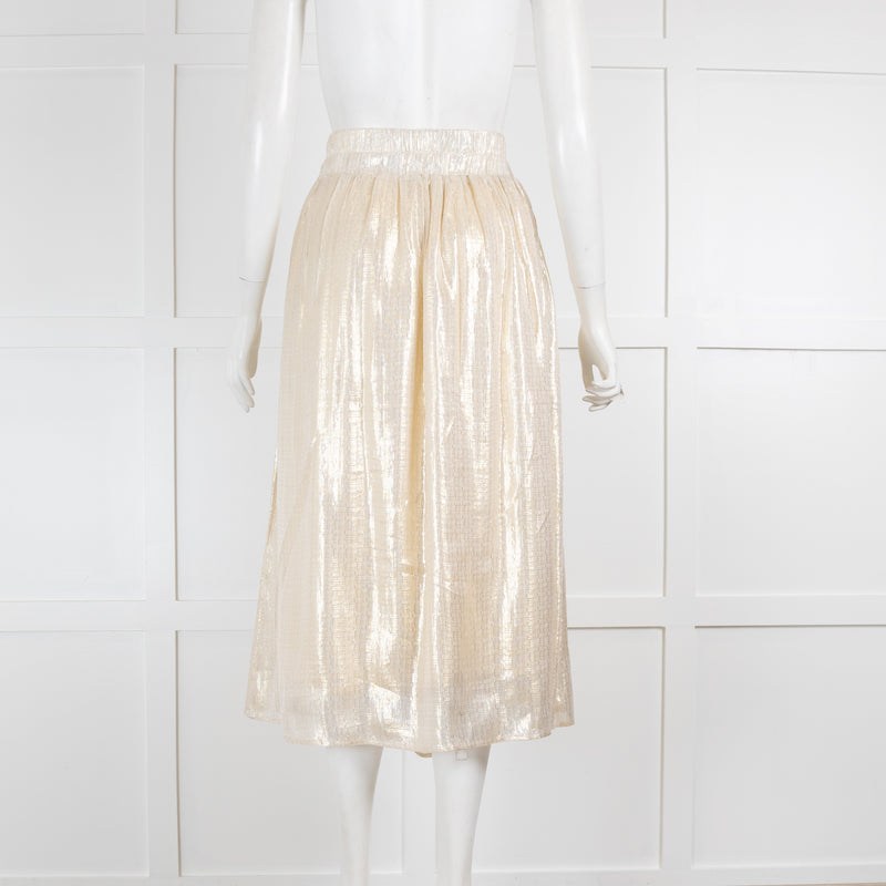 Wyse Gold Shimmer Midi Skirt