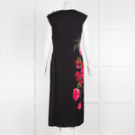 Dolce & Gabbana Black Long Silk Dress with Flowers