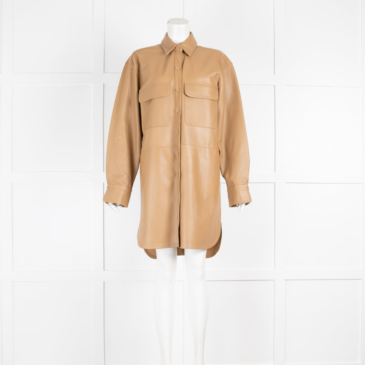 Equipment Ellene Tan Leather Shirt Dress