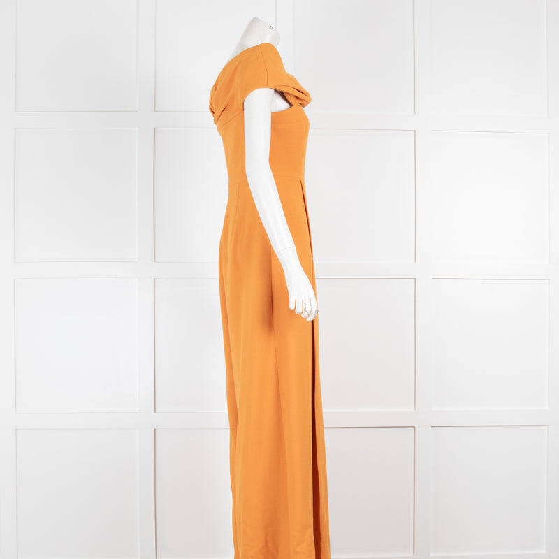 Emilia Wickstead Burnt Orange Off Shoulder Jumpsuit