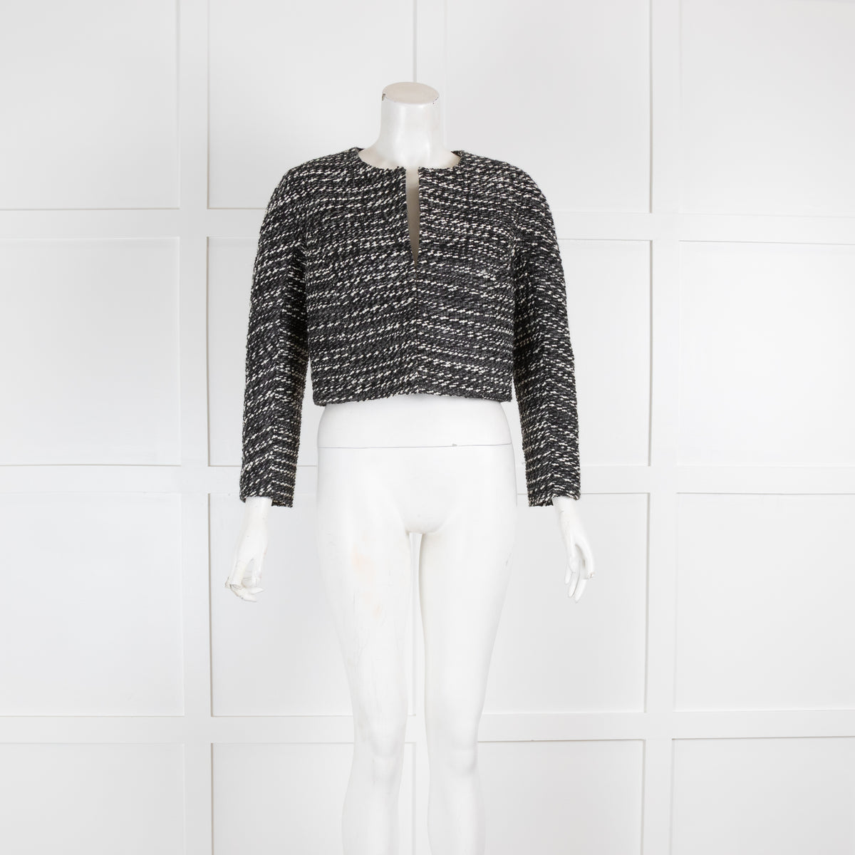 Paule Ka Black & White Tweed Cropped Jacket
