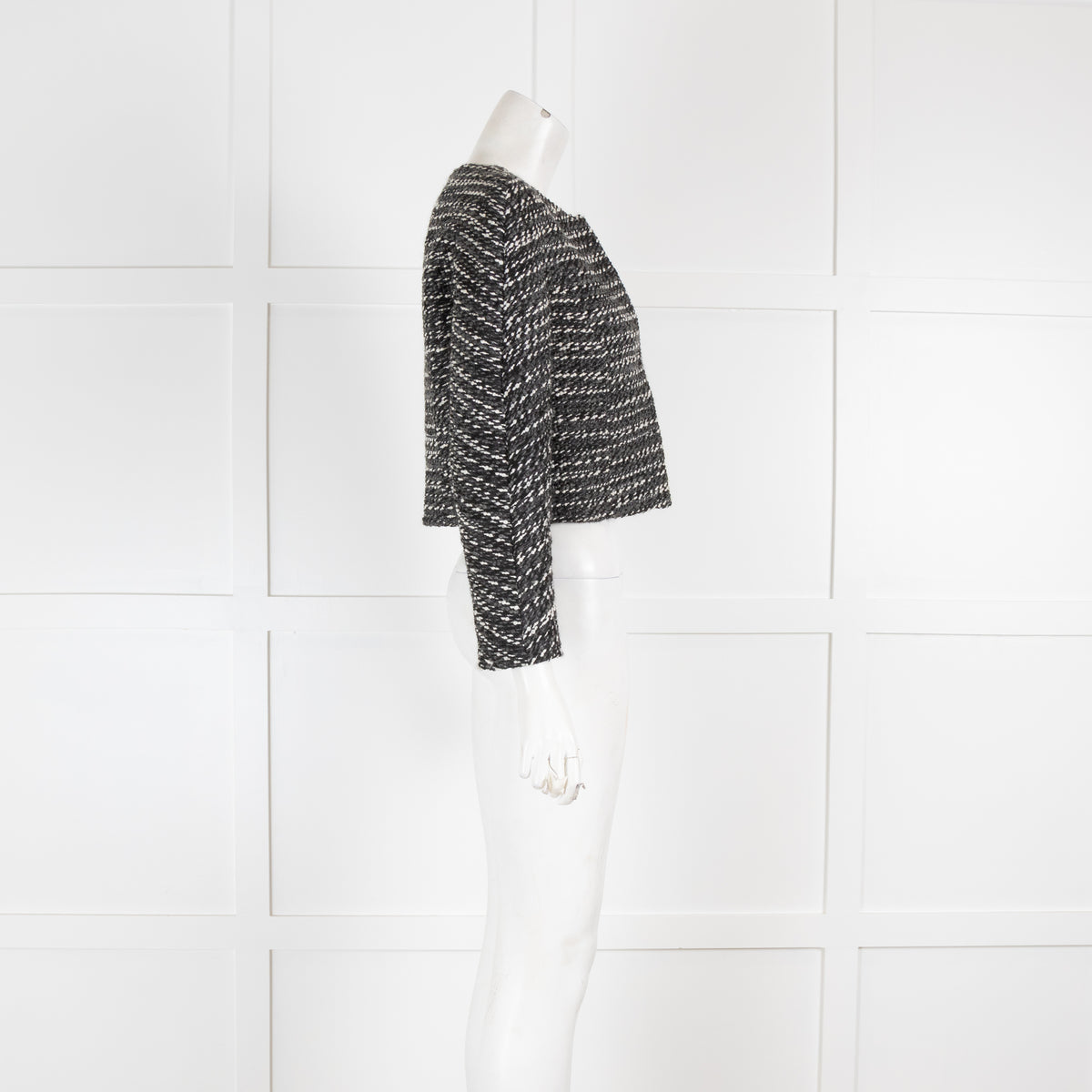 Paule Ka Black & White Tweed Cropped Jacket