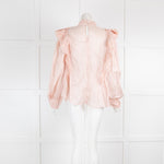 Aje Pale Pink Ruffle Shoulder Sahara Blouse