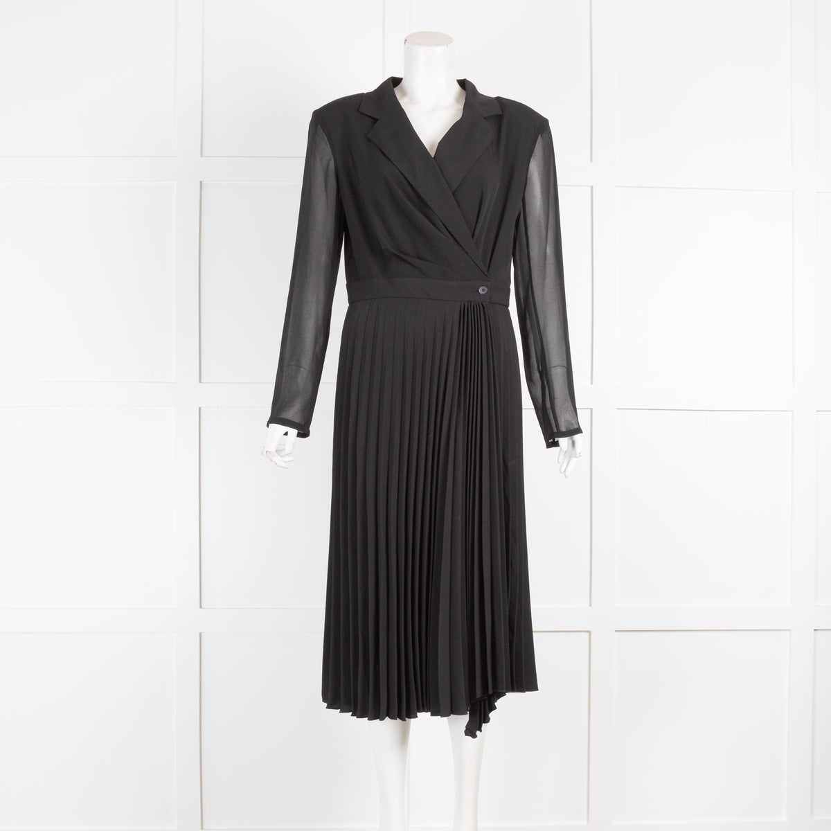 Sandro Black Pleated Skirt Wrap Dress