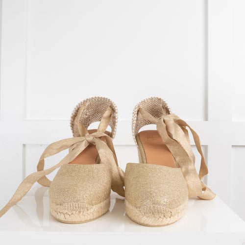 Castaner Espadrilles Gold Sparkle Wedges