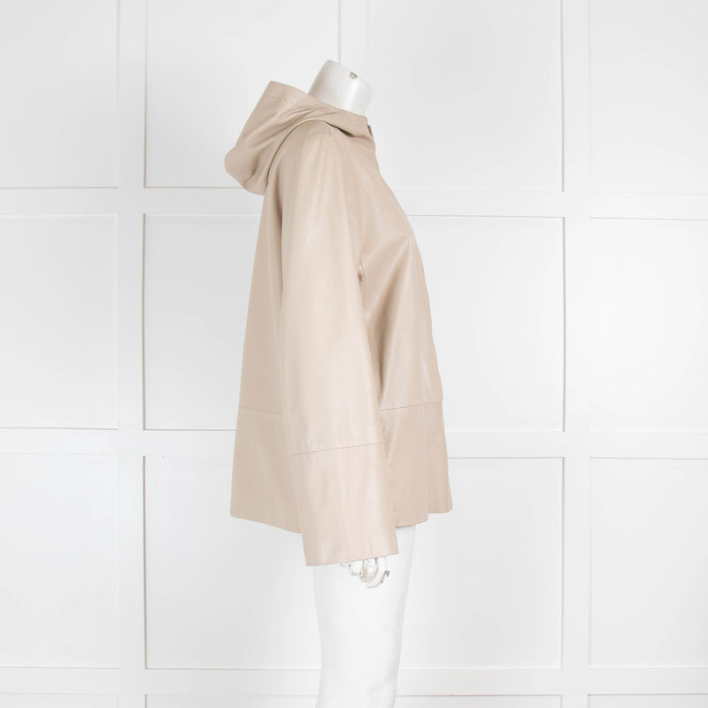 S Max Mara Beige Leather Hooded Top