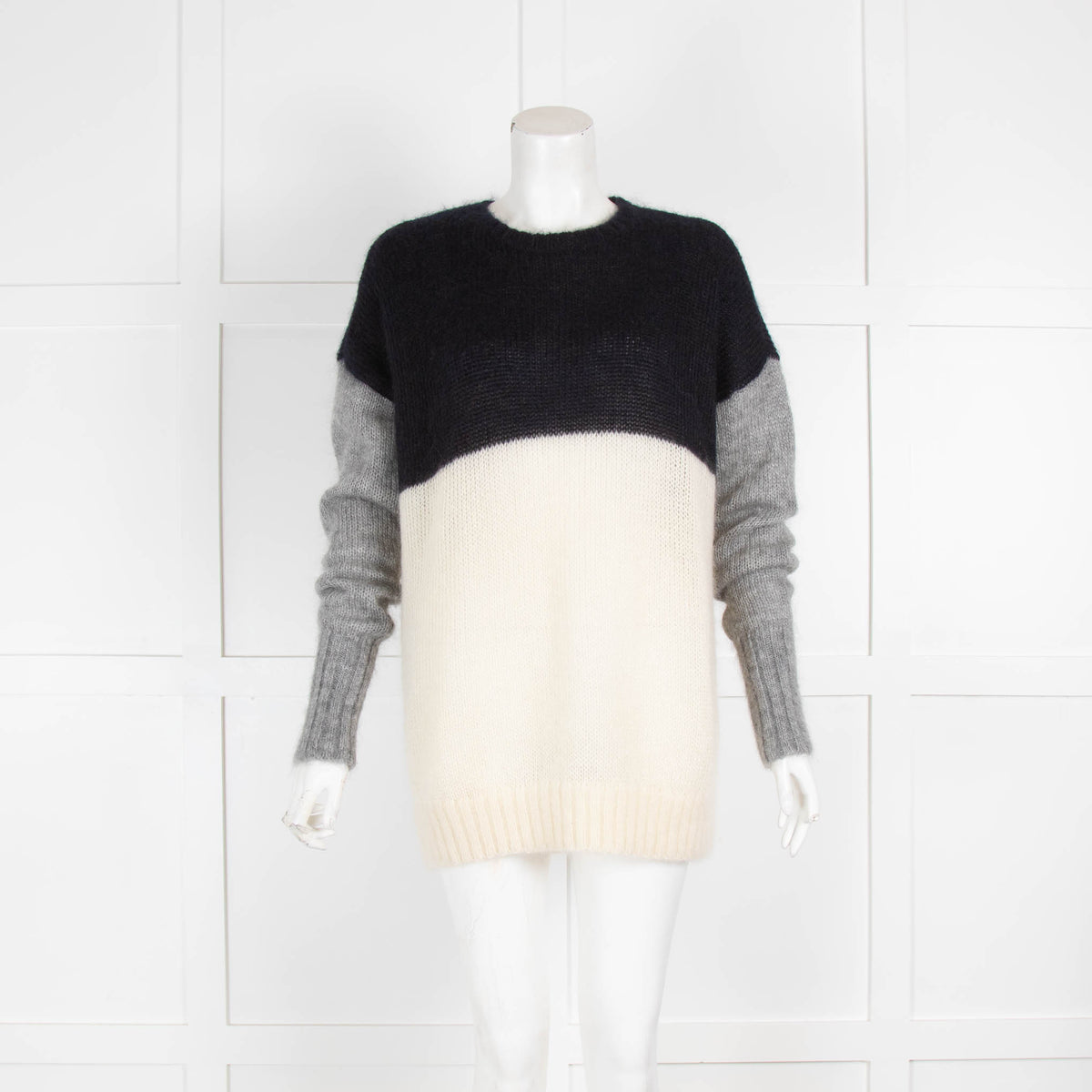 Joseph Navy Grey Sleeves Wool Jumper