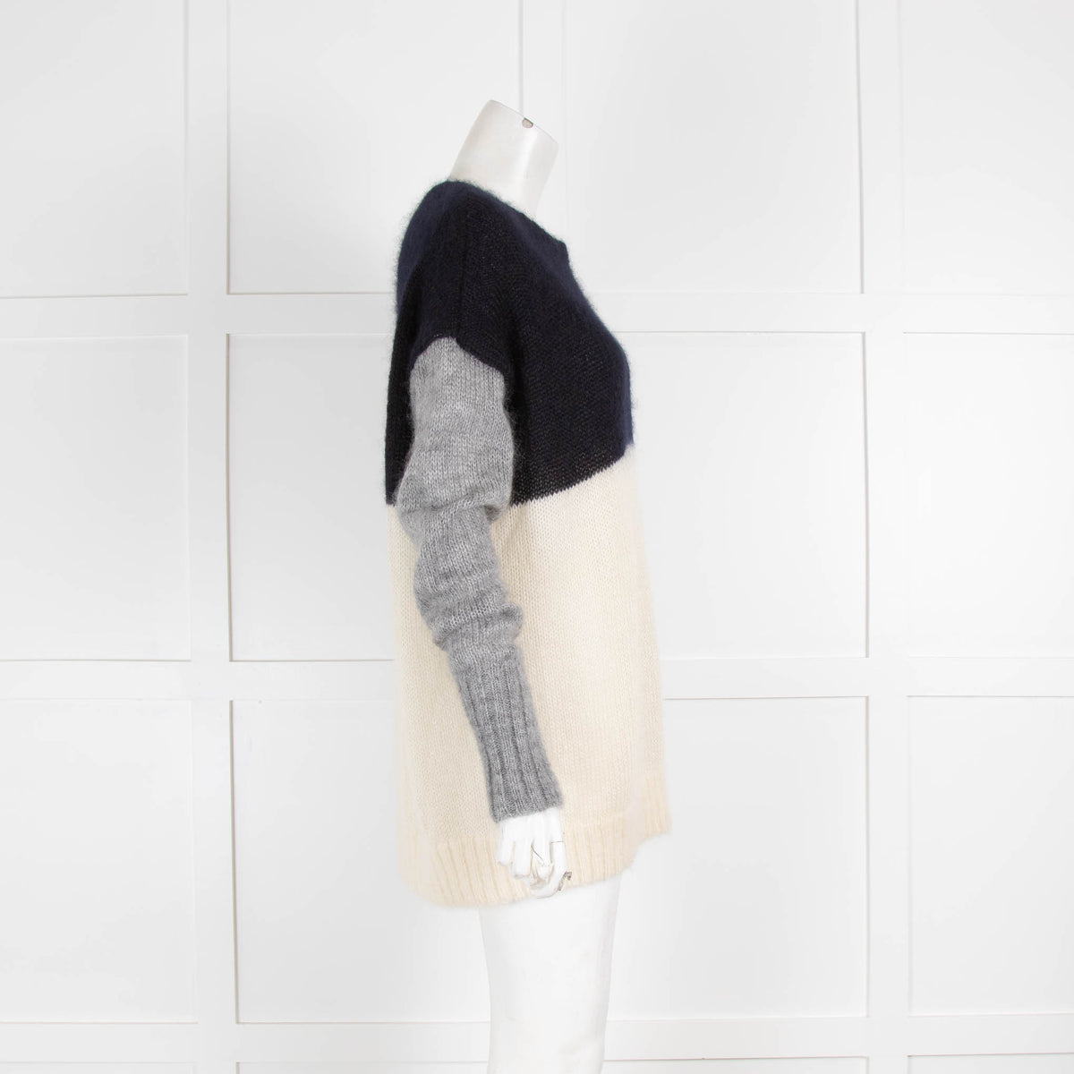Joseph Navy Grey Sleeves Wool Jumper