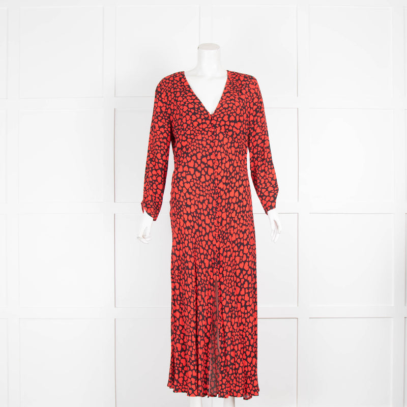 Rixo Red Hearts Long Dress