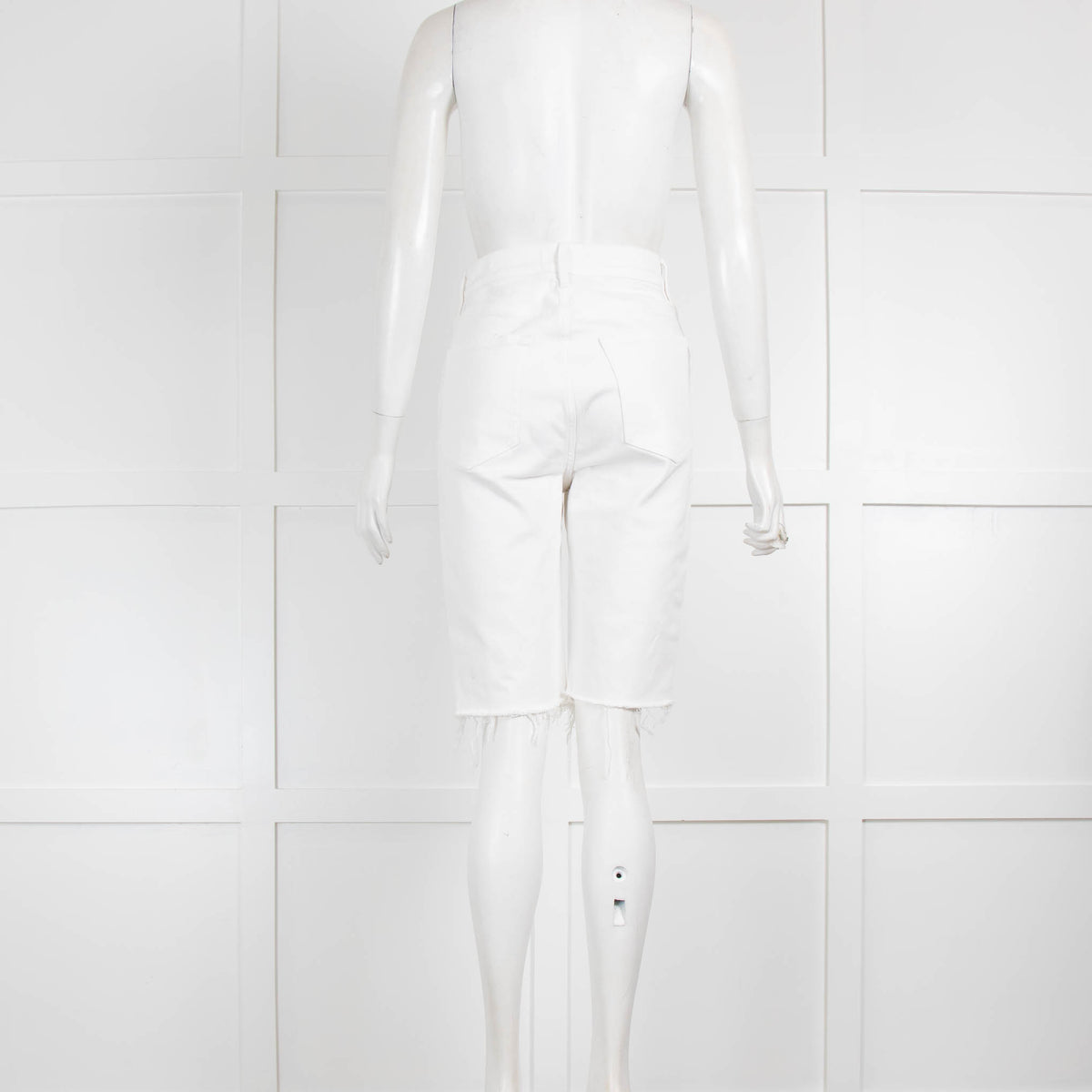 Frame White Long Cut-off Shorts