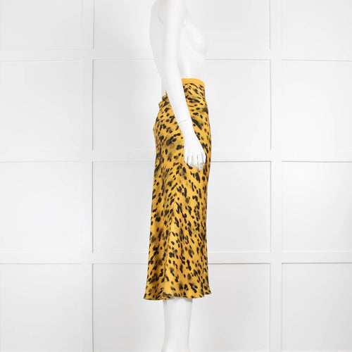 Anine Bing Yellow Black Animal Print Slip Skirt