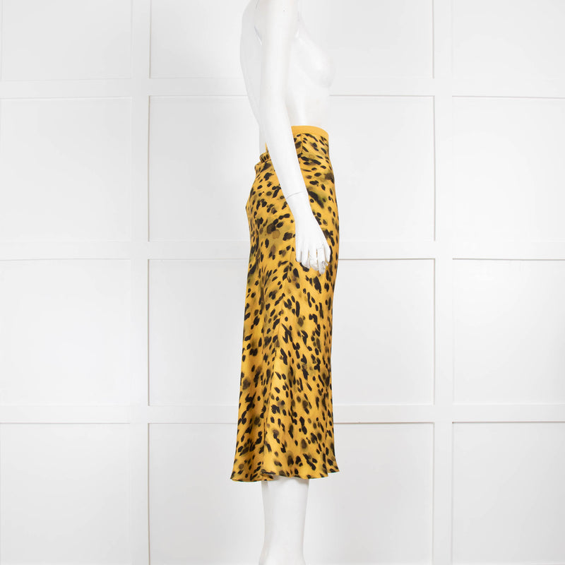 Anine Bing Yellow Black Animal Print Slip Skirt