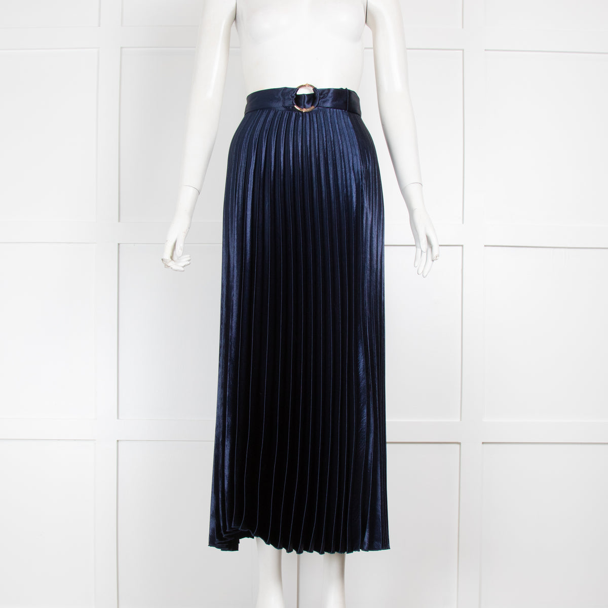 Sandro Navy Pleated Skirt