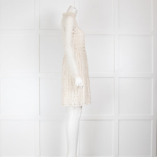 Christian Dior Off White Lace Mini Dress with Silk Slip