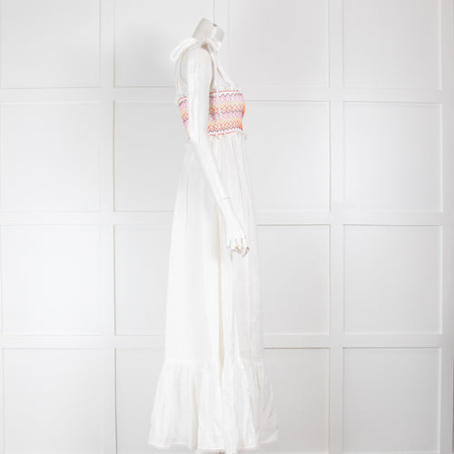 Zimmerman White Linen Smocked Dress