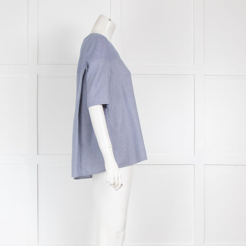 Victoria Beckham Blue and White Jacquard Blouse