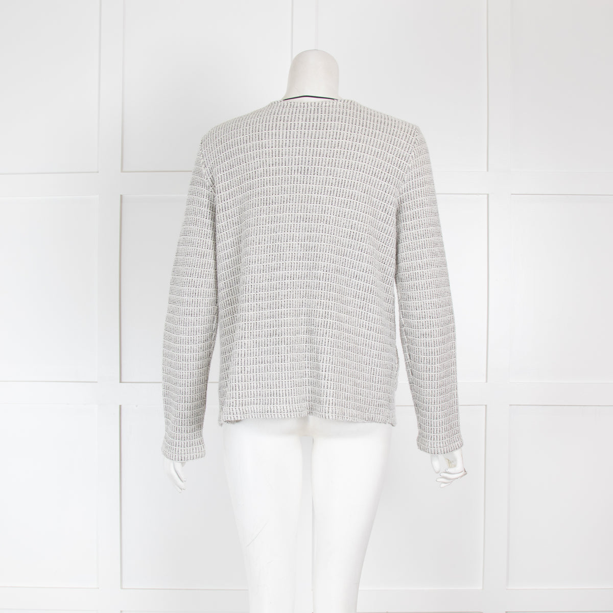 Ese O Ese Pale White and Grey Knit Cardigan