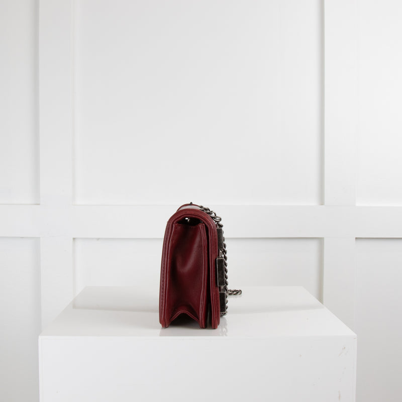 Chanel Burgundy Mini Boy Brick Crossbody Bag