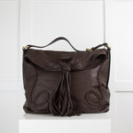 Mulberry Brown Leather Tasseled Hobo Bag