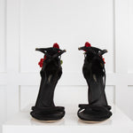 Dolce & Gabbana Black Satin Flower Climber Heels