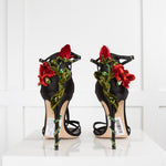 Dolce & Gabbana Black Satin Flower Climber Heels