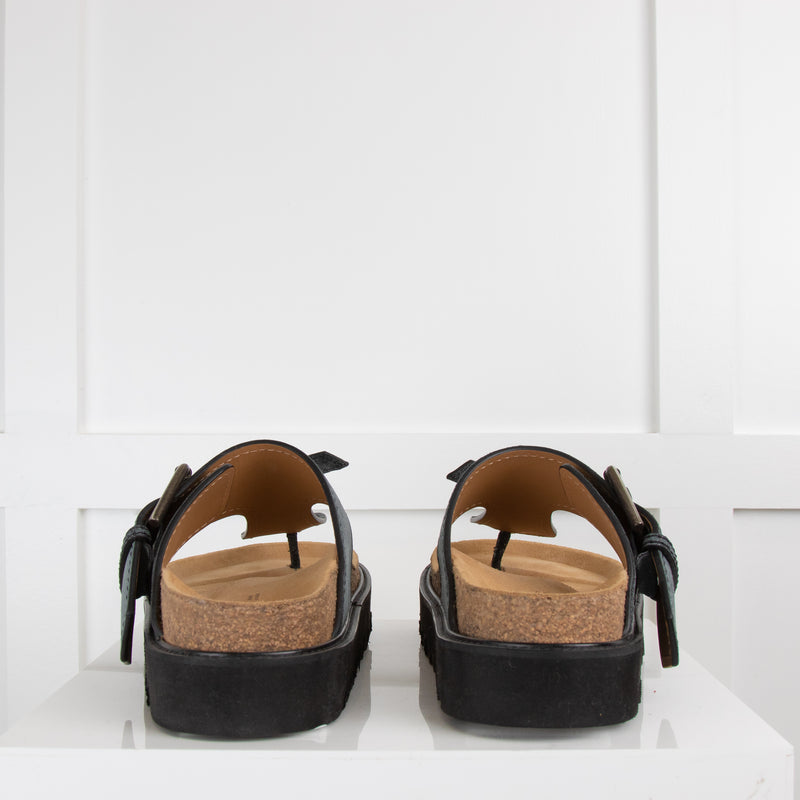 Acne Studios Grey  Leather Platform Thong Sandals