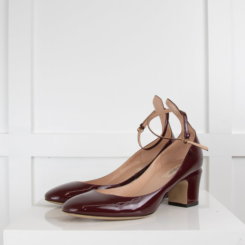 Valentino Puce Patent Ankle Strap Shoes