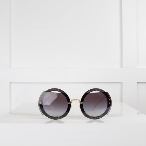 Miu Miu Round Glitter Sunglasses