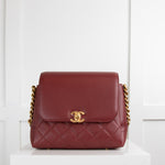 Chanel Burgundy Brushed Gold Flap Bag