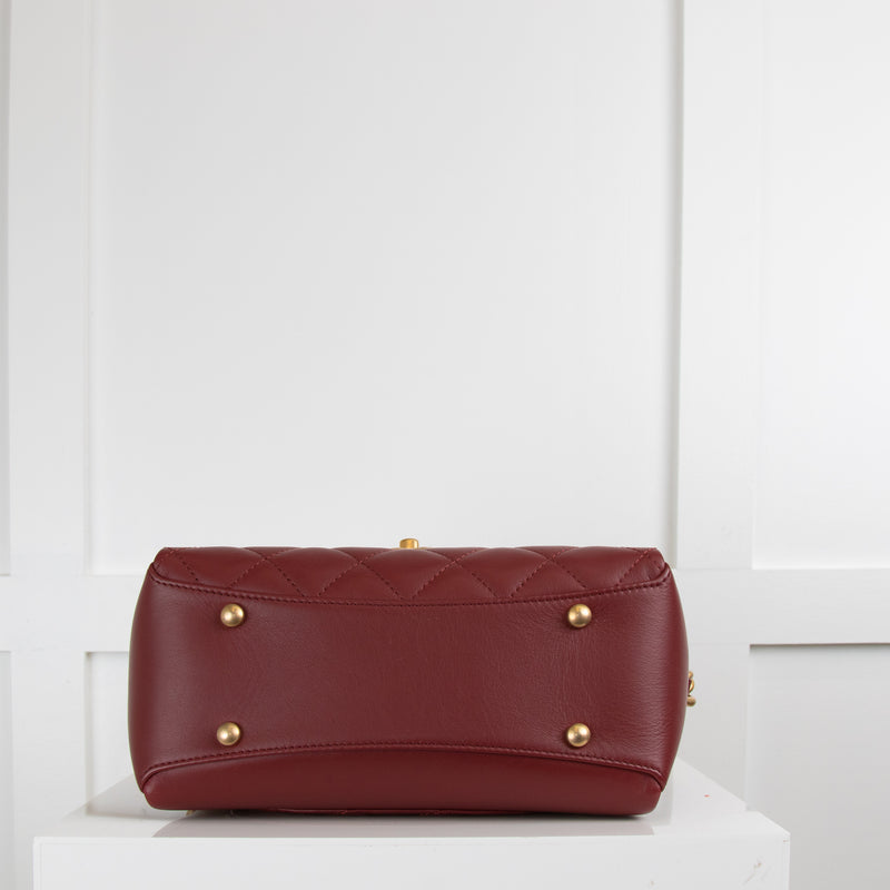 Chanel Burgundy Brushed Gold Flap Bag