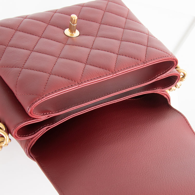 Chanel Burgundy Brushed Gold Flap Bag