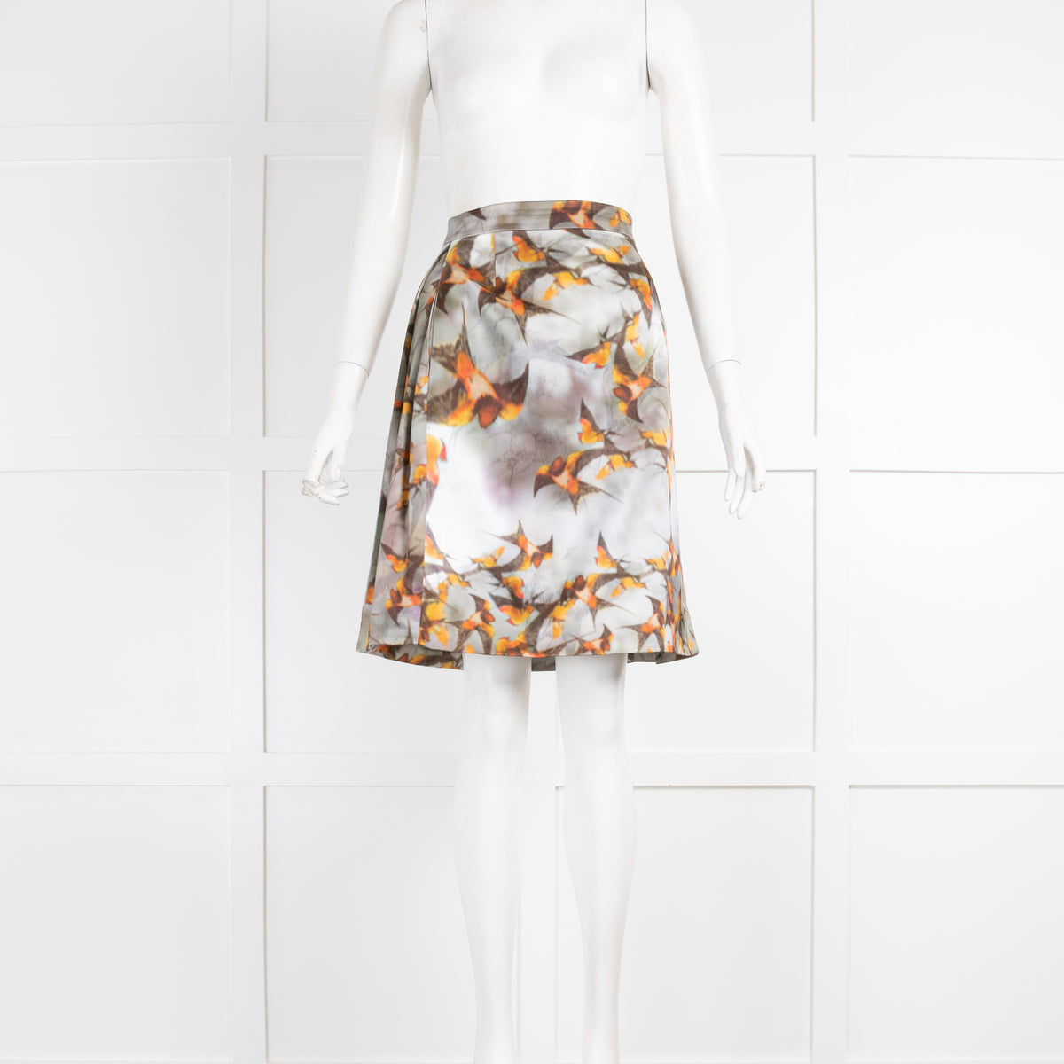 Erdem Silk Skirt Orange Birds