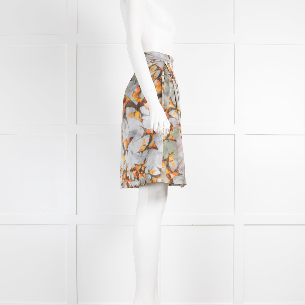 Erdem Silk Skirt Orange Birds