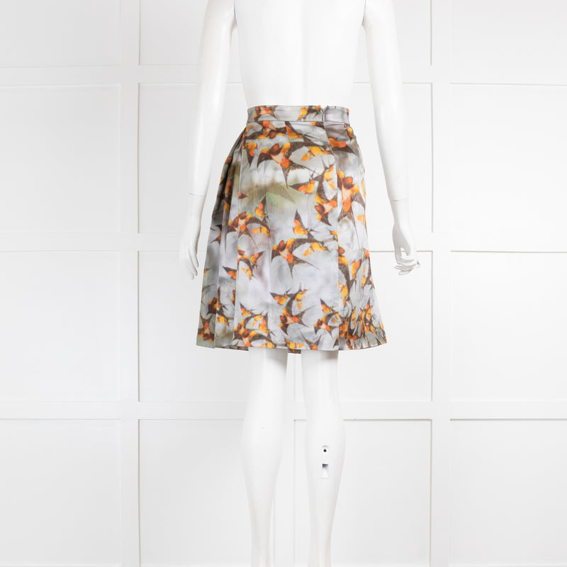 Erdem Silk Skirt Orange Birds