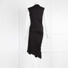 Jill Sander Black Sleeveless Cowl Neck Stretch Jersey Dress