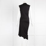 Jill Sander Black Sleeveless Cowl Neck Stretch Jersey Dress