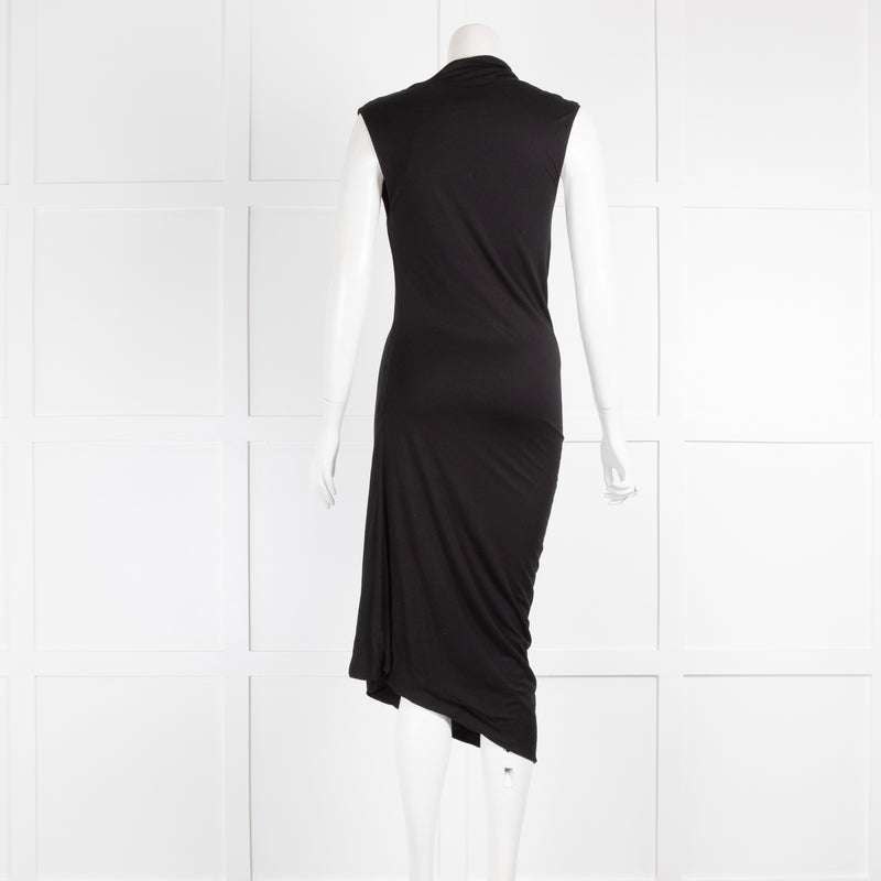 Jill Sander Black Sleeveless Cowl Neck Stretch Jersey Dress