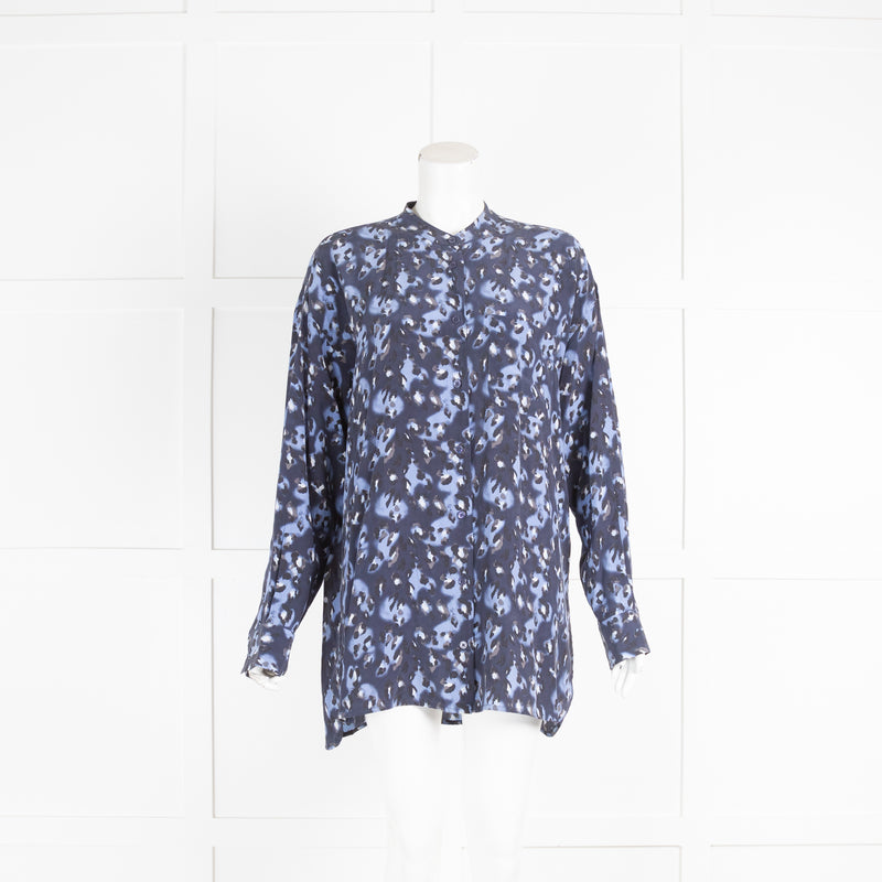 Equipment Blue Pattern Silk Shirt