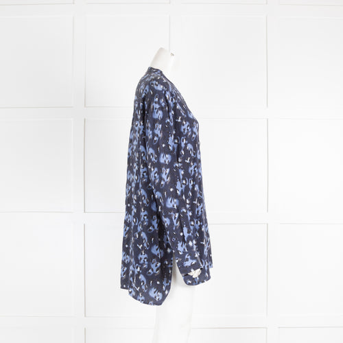 Equipment Blue Pattern Silk Shirt