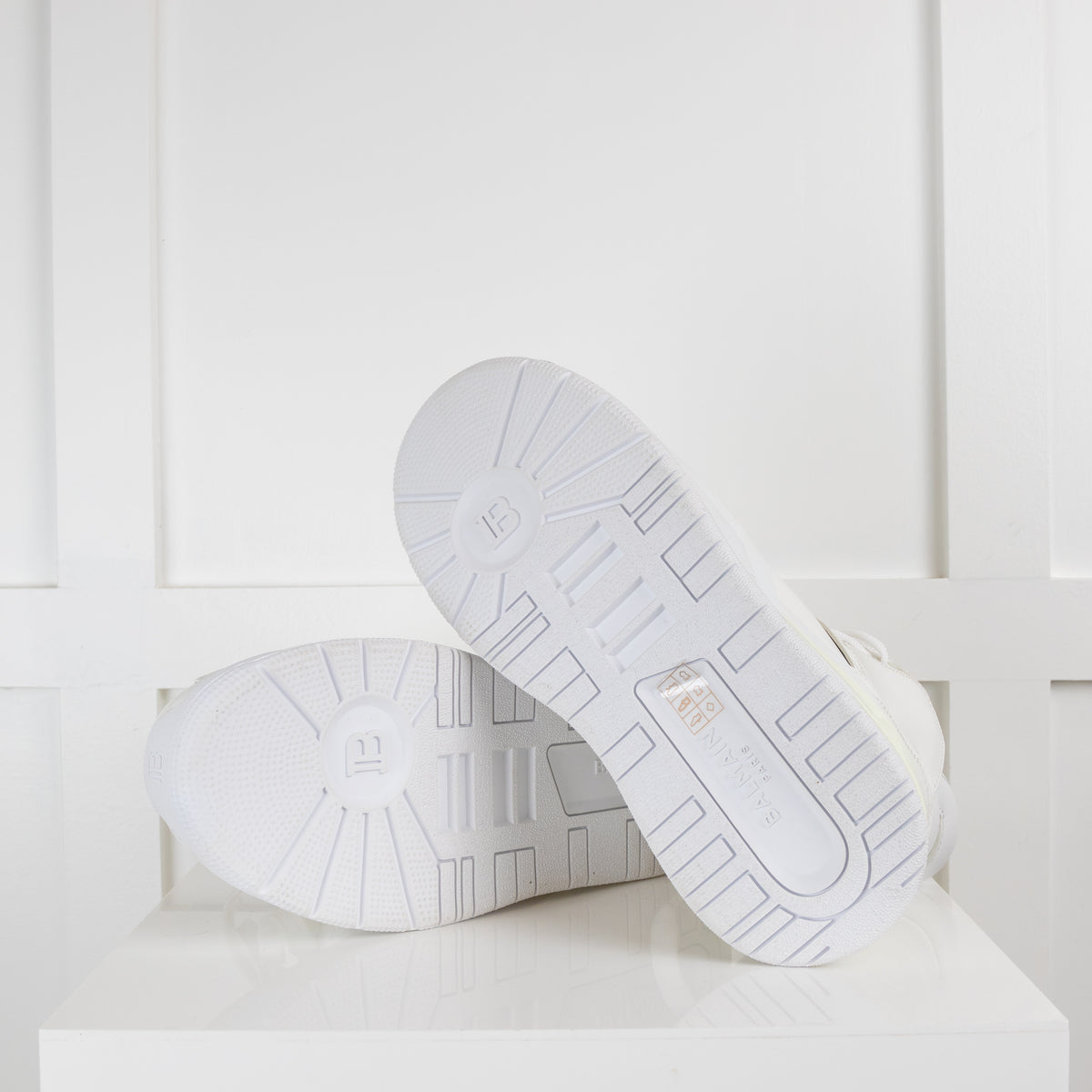 Balmain White B-Ball Leather High Top Trainers