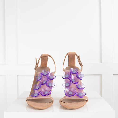 Burberry Suede Sandal Purple Transparent Flower