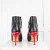 Lulu Guiness Black Leather Bardot Ankle Boots with Red Heels