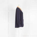 Roksanda Navy Yellow Collar Silk Shirt