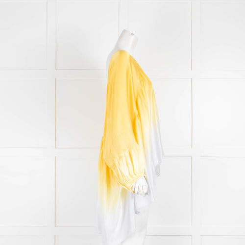 Anaak Yellow White Ombre Print Silk Wide Top