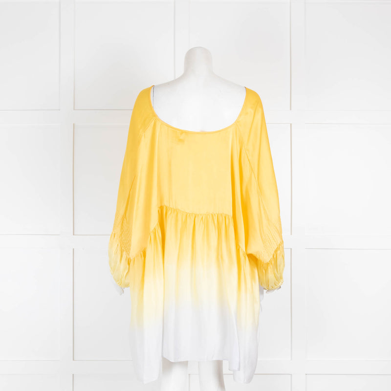 Anaak Yellow White Ombre Print Silk Wide Top