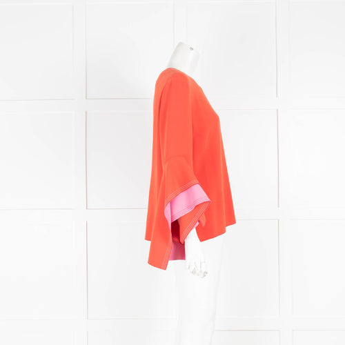 Roksanda Orange Pink Asymetric Sleeve Top